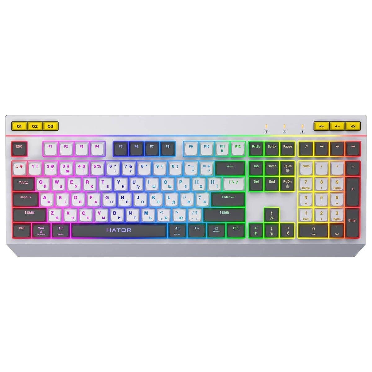 Клавиатура мембранная игровая Hator Icefall 115 клавиш USB RGB White (HTK405UA)