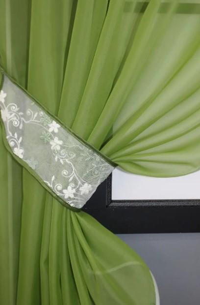 Комплект штор на кухню 270х170 см Оливковий (091к) - фото 3 Комплект штор на кухню 270х170 см Оливковий (091к) - фото 3