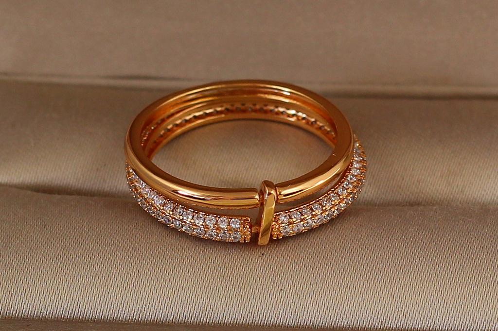 Кольцо Xuping Jewelry двойное камни по кругу р. 16 Золотистый (1610817555)