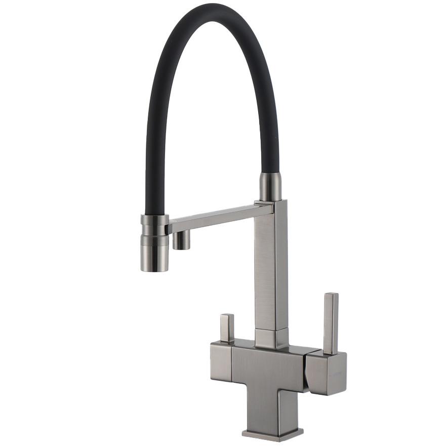Смеситель для кухни Gappo G4395-59 на две воды Графитовый (238554)