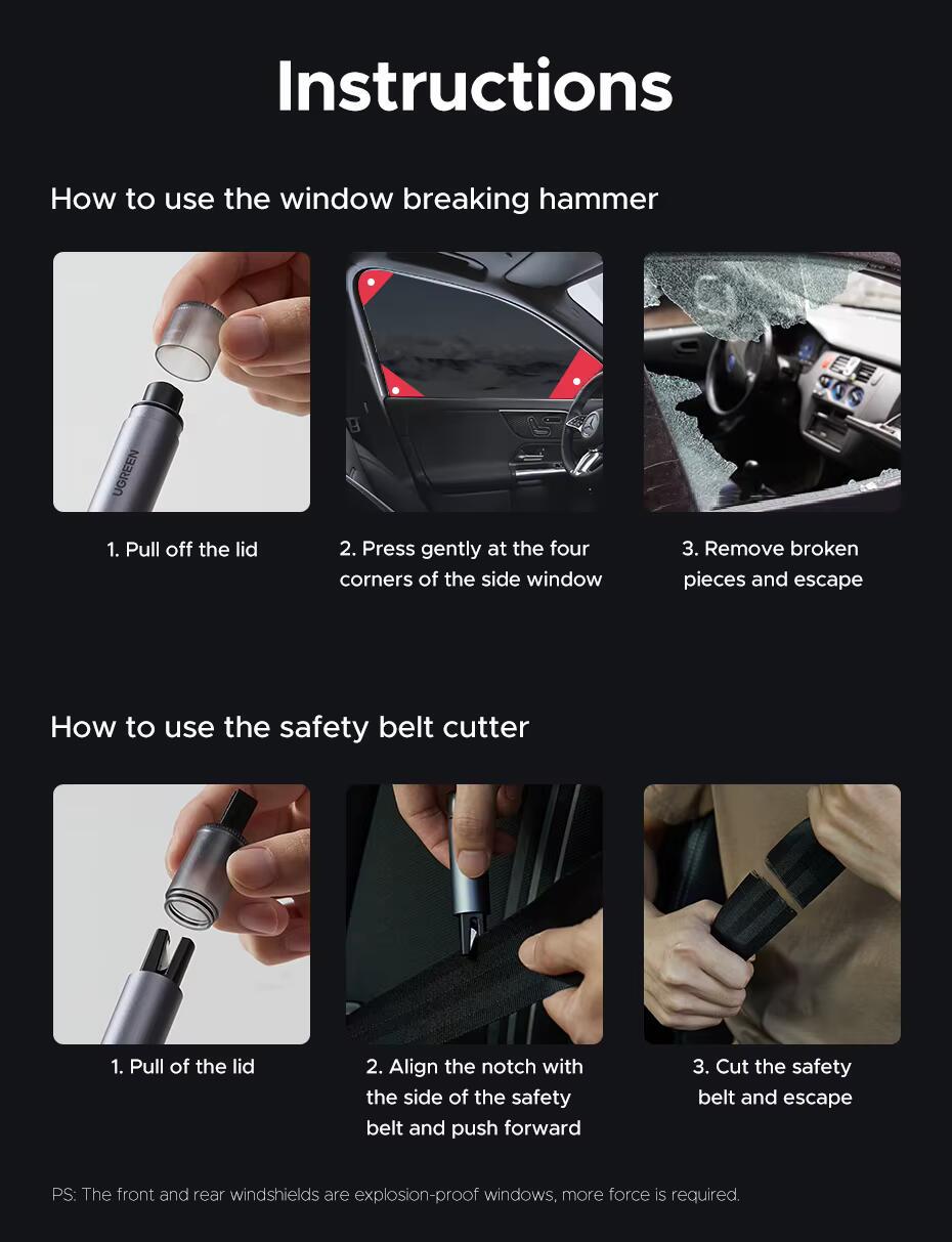 Різак для ременів безпеки UGREEN LP821 Grey (35347) - фото 8 Різак для ременів безпеки UGREEN LP821 Grey (35347) - фото 8