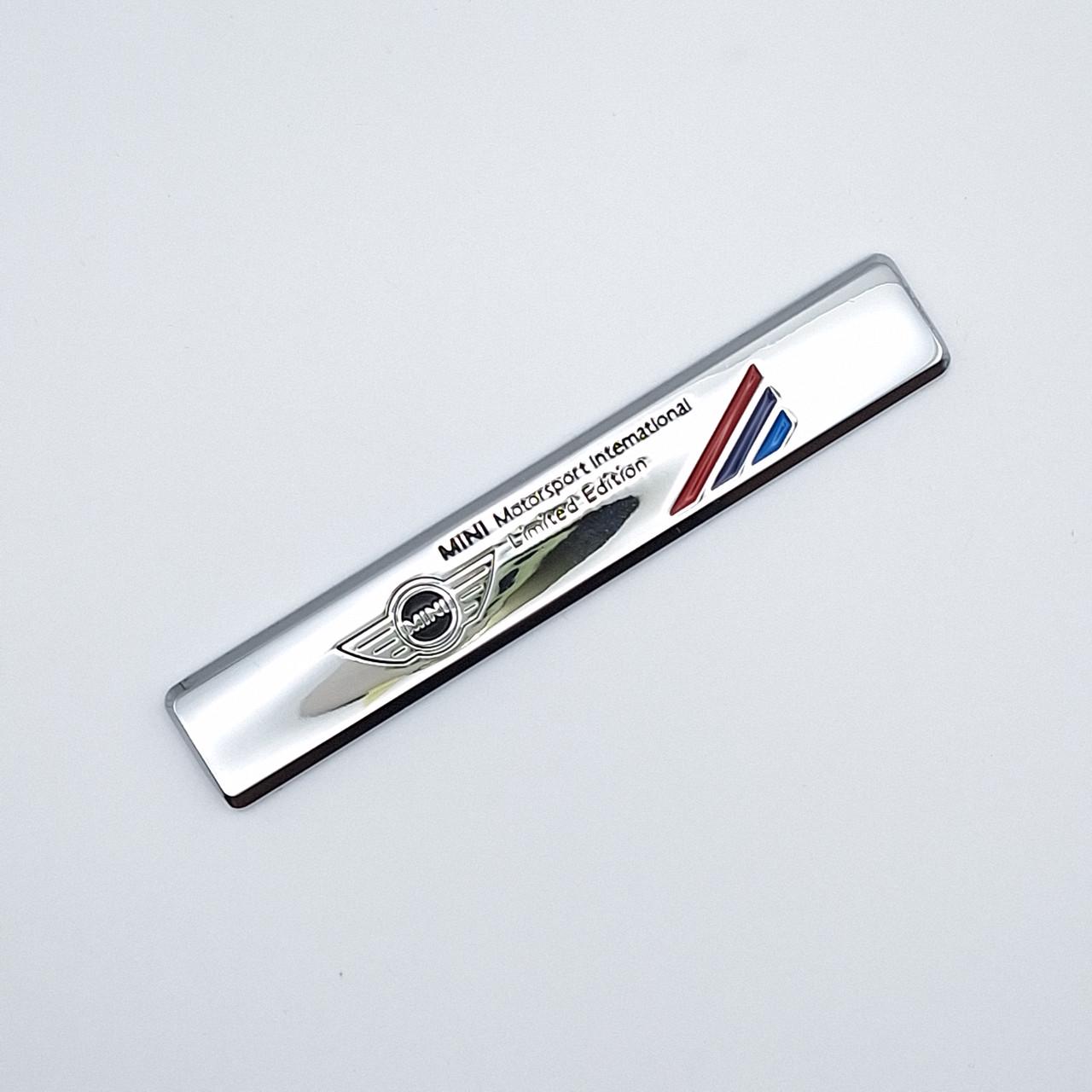 Емблема плашка Mini 9,2х1,2 см Хром глянцевий (1995894019)