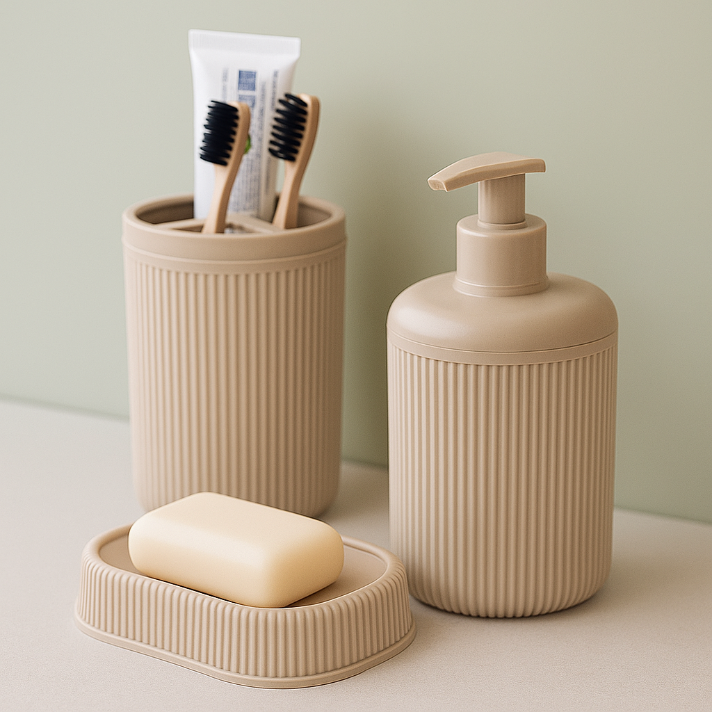 Набор аксессуаров для ванной комнаты 3 предмета Бежевый (T01-BE)