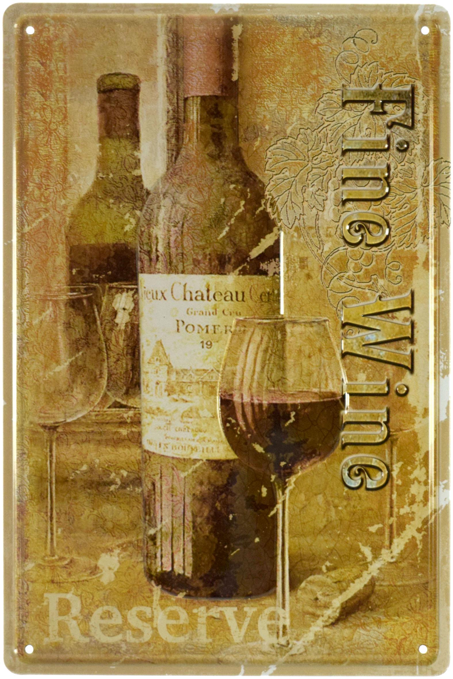 Табличка металлическая Хорошее Вино/Fine Wine 20x30 см