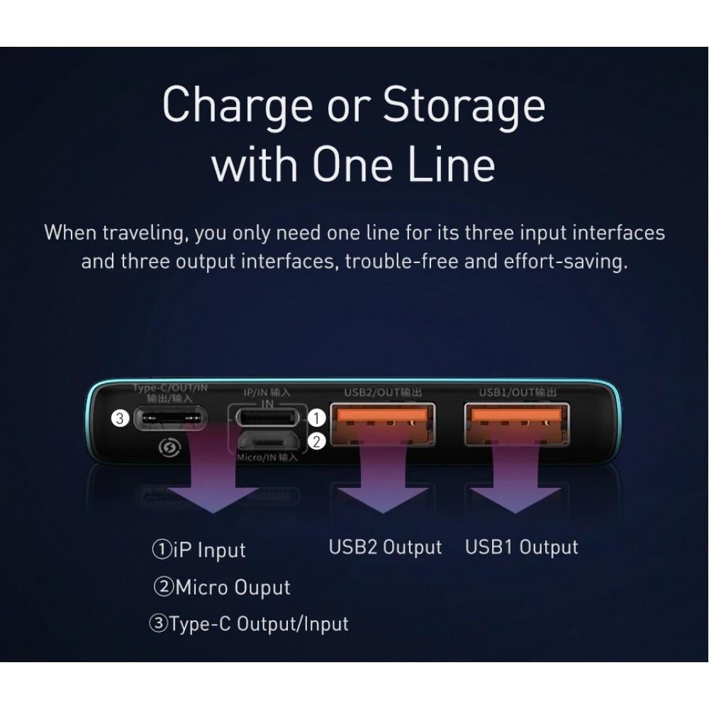 Повербанк BASEUS Adaman Metal Digital Display QC 22.5W 10000 mAh Black (25397390) - фото 5 Повербанк BASEUS Adaman Metal Digital Display QC 22.5W 10000 mAh Black (25397390) - фото 5