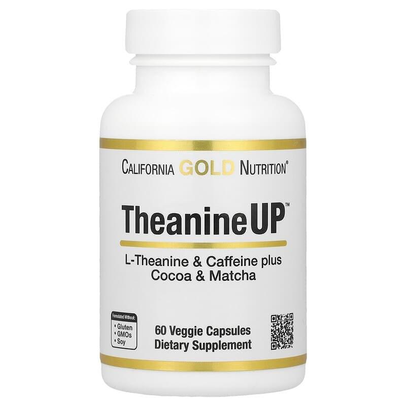 Теанин и кофеин California Gold Nutrition TheanineUP 60 растительных капс.