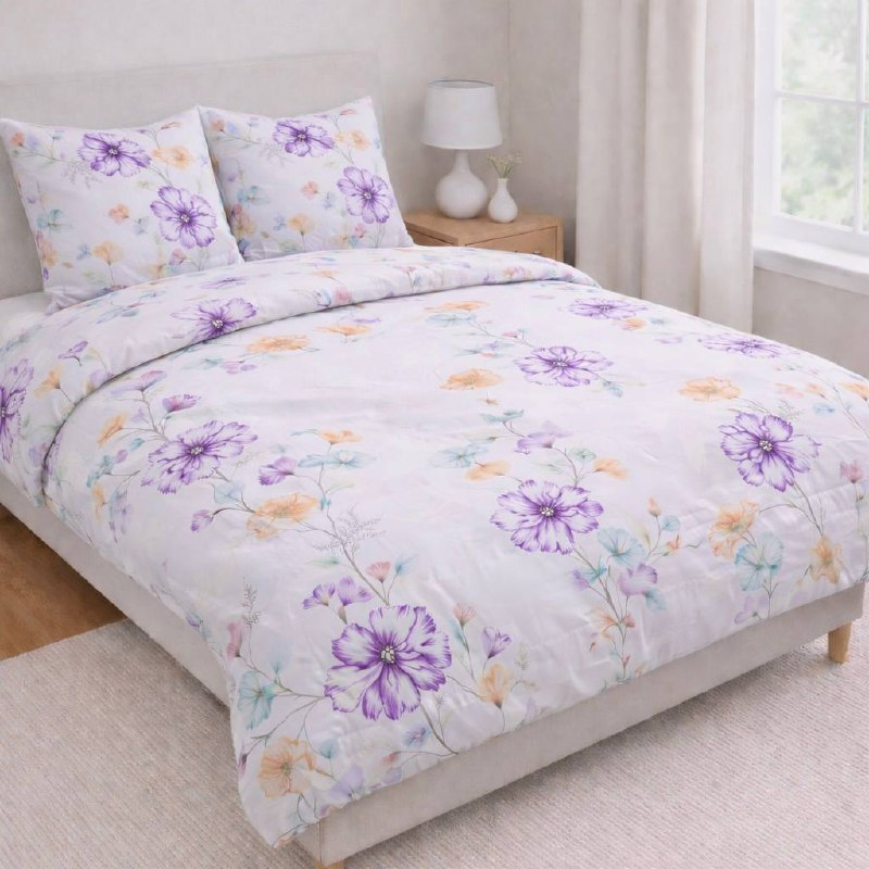 Комплект постельного белья Лавандовый цвет евро полиэстер 200х220 см (T75-L0902/E)