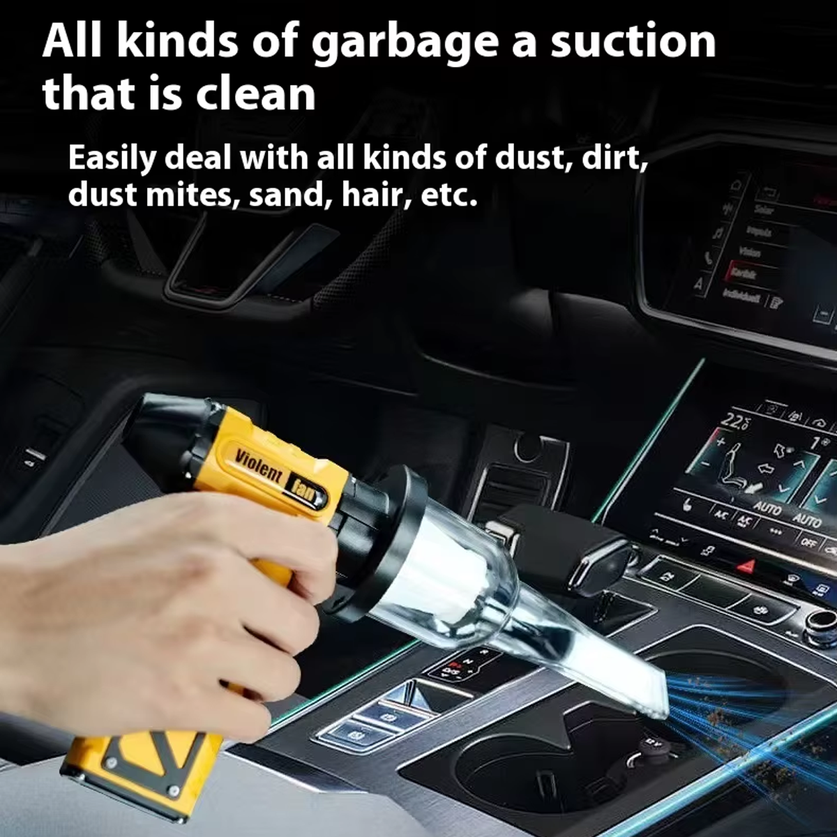 Пилосос вакуумний Vacuum Cleaner F015-1 Violent Fan 11W 8000 mAh Yellow/Black (110618) - фото 4 Пилосос вакуумний Vacuum Cleaner F015-1 Violent Fan 11W 8000 mAh Yellow/Black (110618) - фото 4