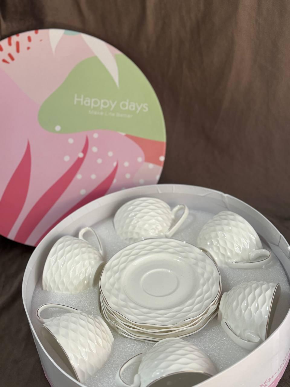 Чайный сервиз Elisey Хрустальная грань керамическая 230 мл 12 предметов Белый (9292-020) - фото 3 Чайный сервиз Elisey Хрустальная грань керамическая 230 мл 12 предметов Белый (9292-020) - фото 3