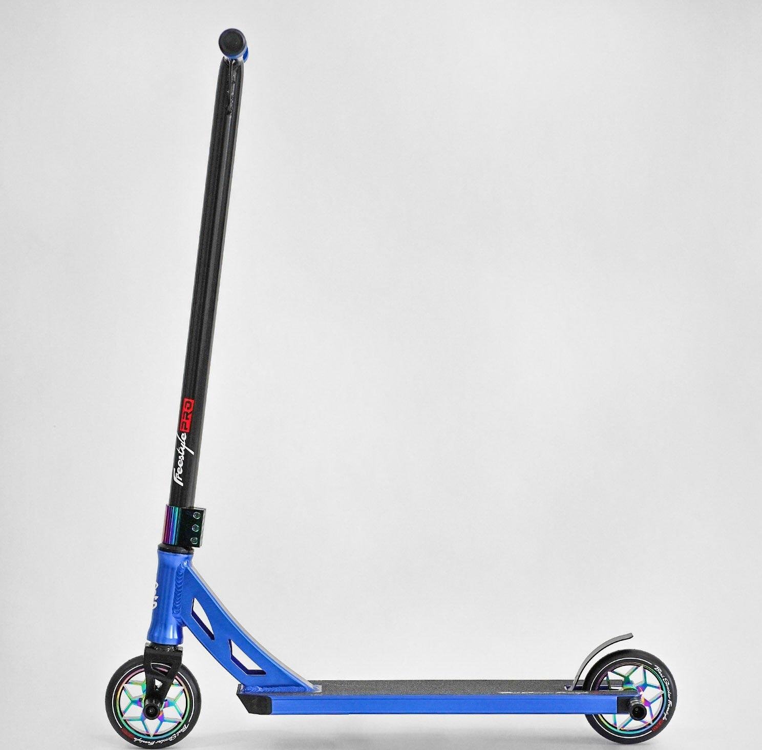Самокат трюковой Best Scooter 2 Freestyle HIC-система ПЕГИ алюминиевый диск и дека Синий (24380607)