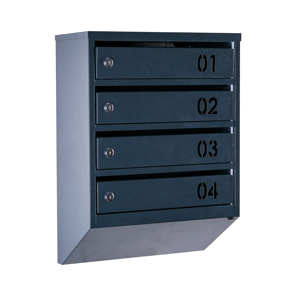 Почтовый ящик многосекционный ЯП04В 4-ячеек с замками Антрацитовый (21005270)