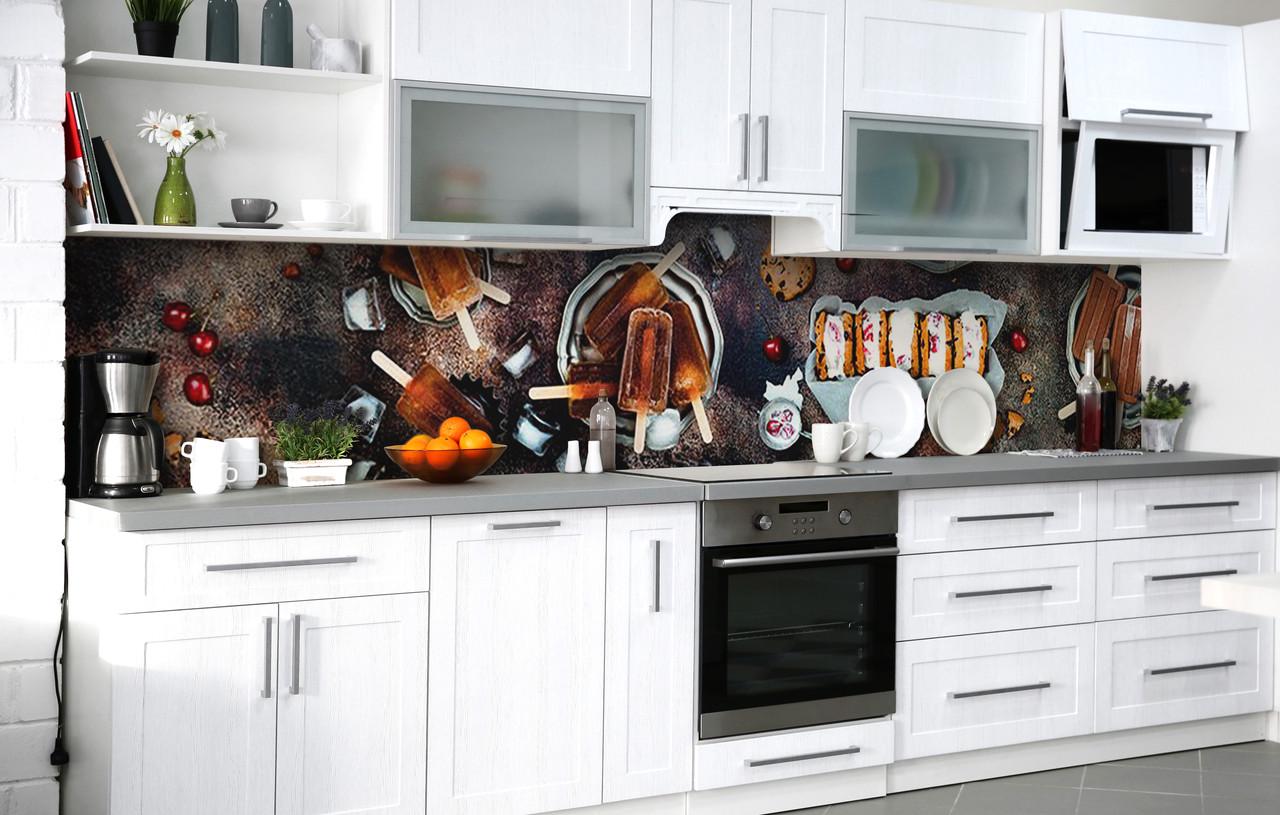 Кухонный фартук Вкусный лед виниловый самоклеющийся 60х300 см