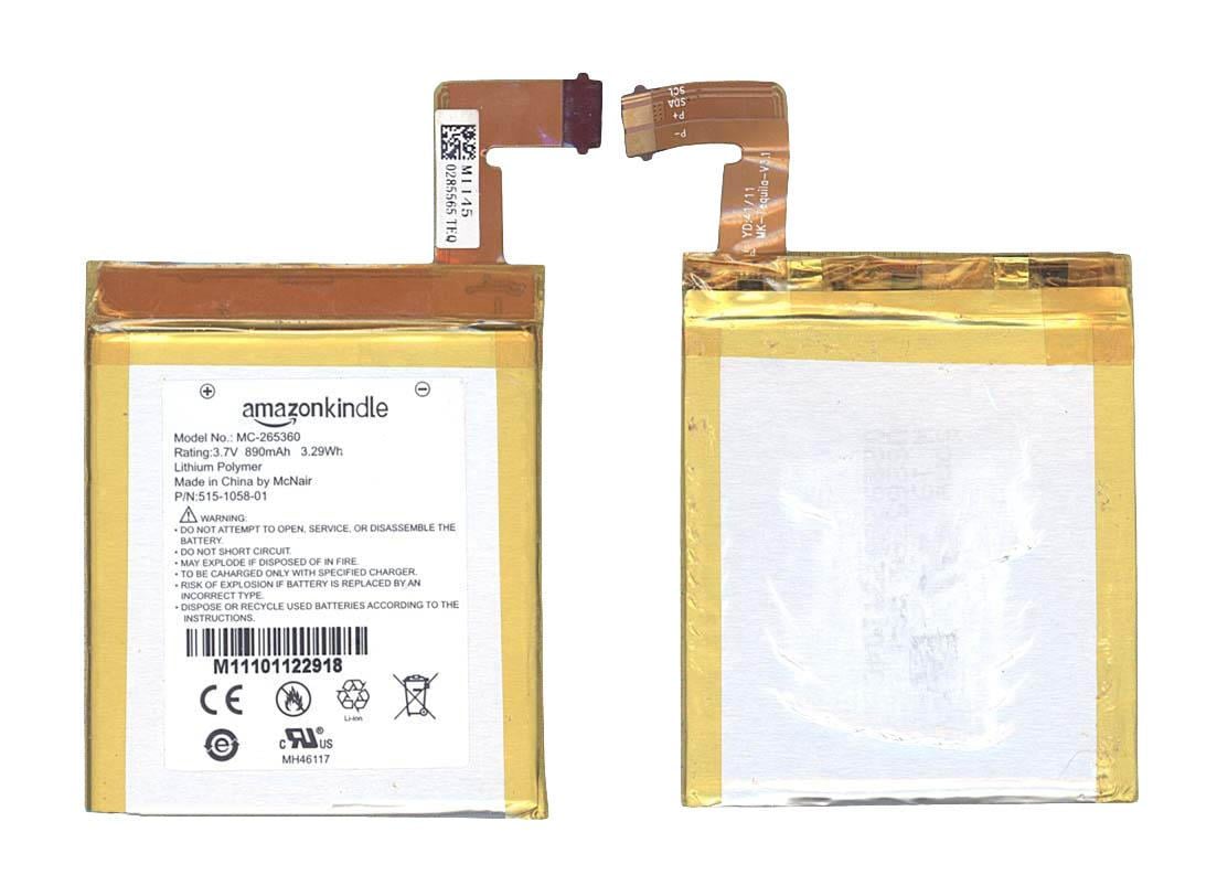 Аккумулятор для планшета Amazon MC-265360 Kindle 4 3,7V 890 mAh White