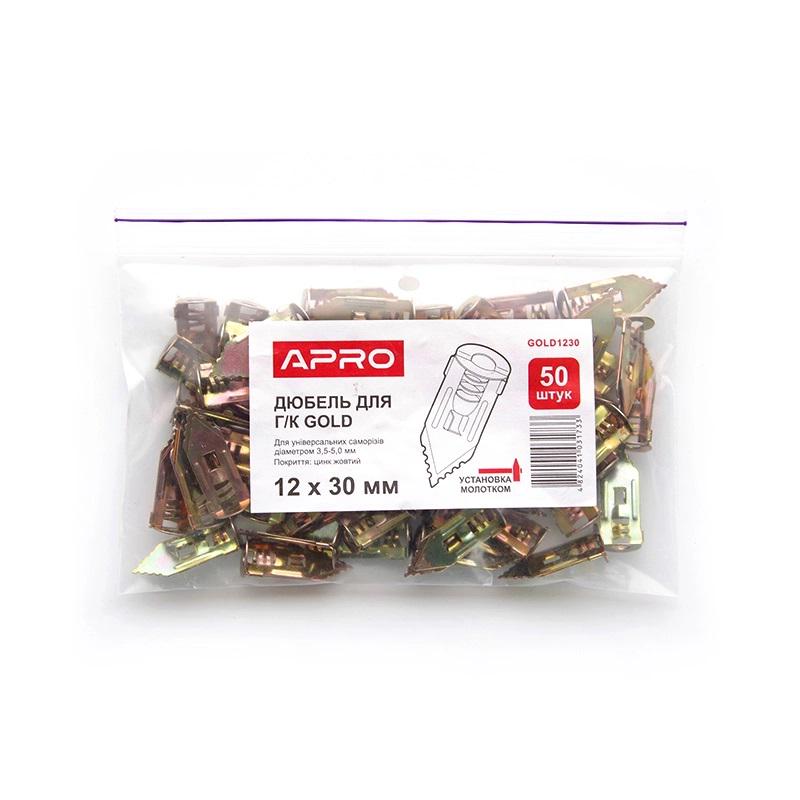 Дюбель для гіпсокартону Apro Gold цинк 12x30 50 шт. Жовтий (55017) - фото 4