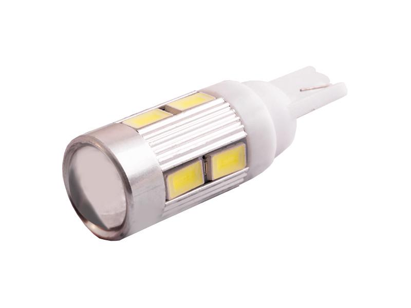 Автолампа светодиодная с линзой T10 W5W 12 В SMD5630-10led Белый (539)