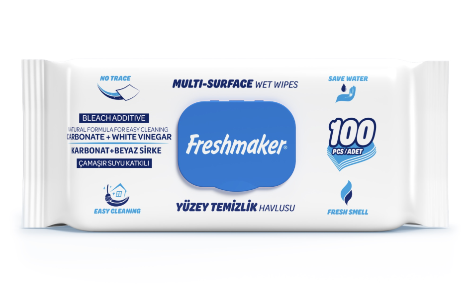 Серветки для прибирання вологі Freshmaker Blue 100 шт. (000006369)