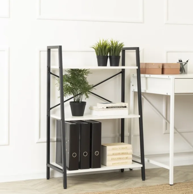 Стеллаж Mebel Elite VIOR Лофт 97х64х31 см Белый/Черный (MEVIORBCZREG)