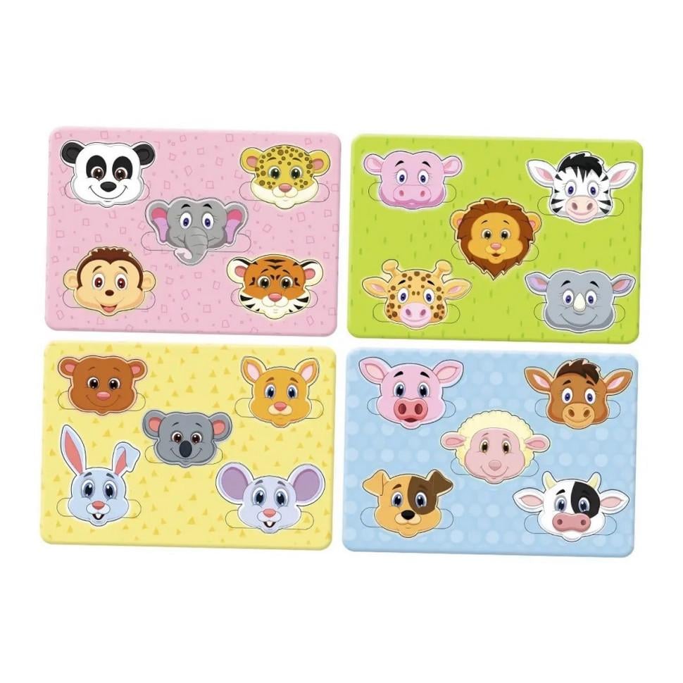 Пазлы деревянные Ubumblebees Веселые мордочки дорожные 19х15 см (IP-177-P-125)