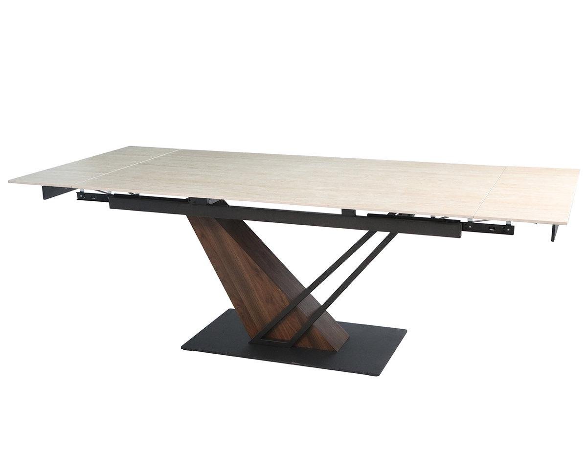 Стол Intarsio FERNANDO CERAMIC 160/220x90 Травертин матовый/Темный орех (28710911) Стол Intarsio FERNANDO CERAMIC 160/220x90 Травертин матовый/Темный орех (28710911)