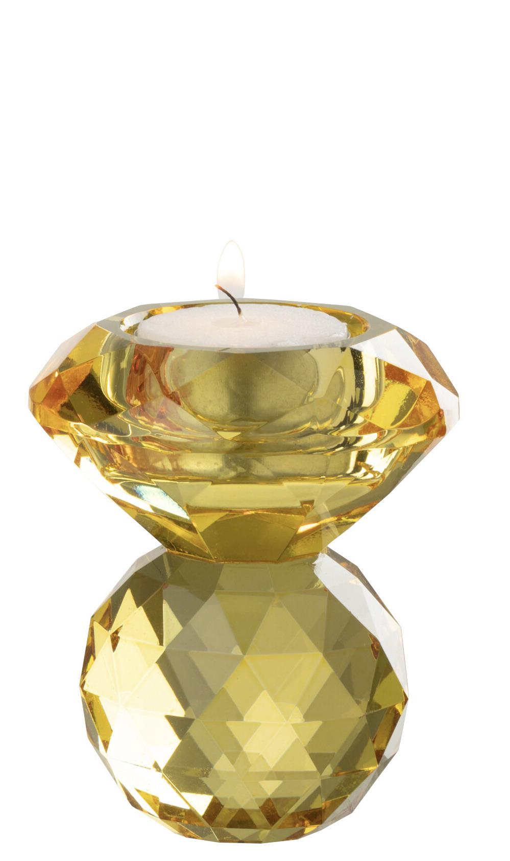 Свічник J-LINE скляний 10 см Жовтий