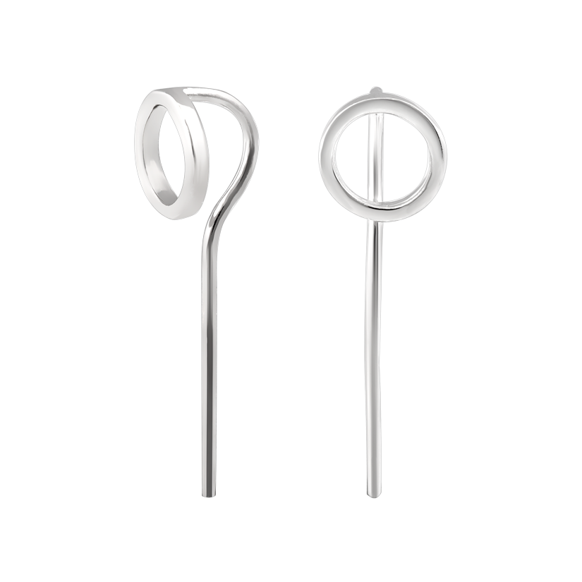 Серебряные серьги-протяжки Сферы без камней