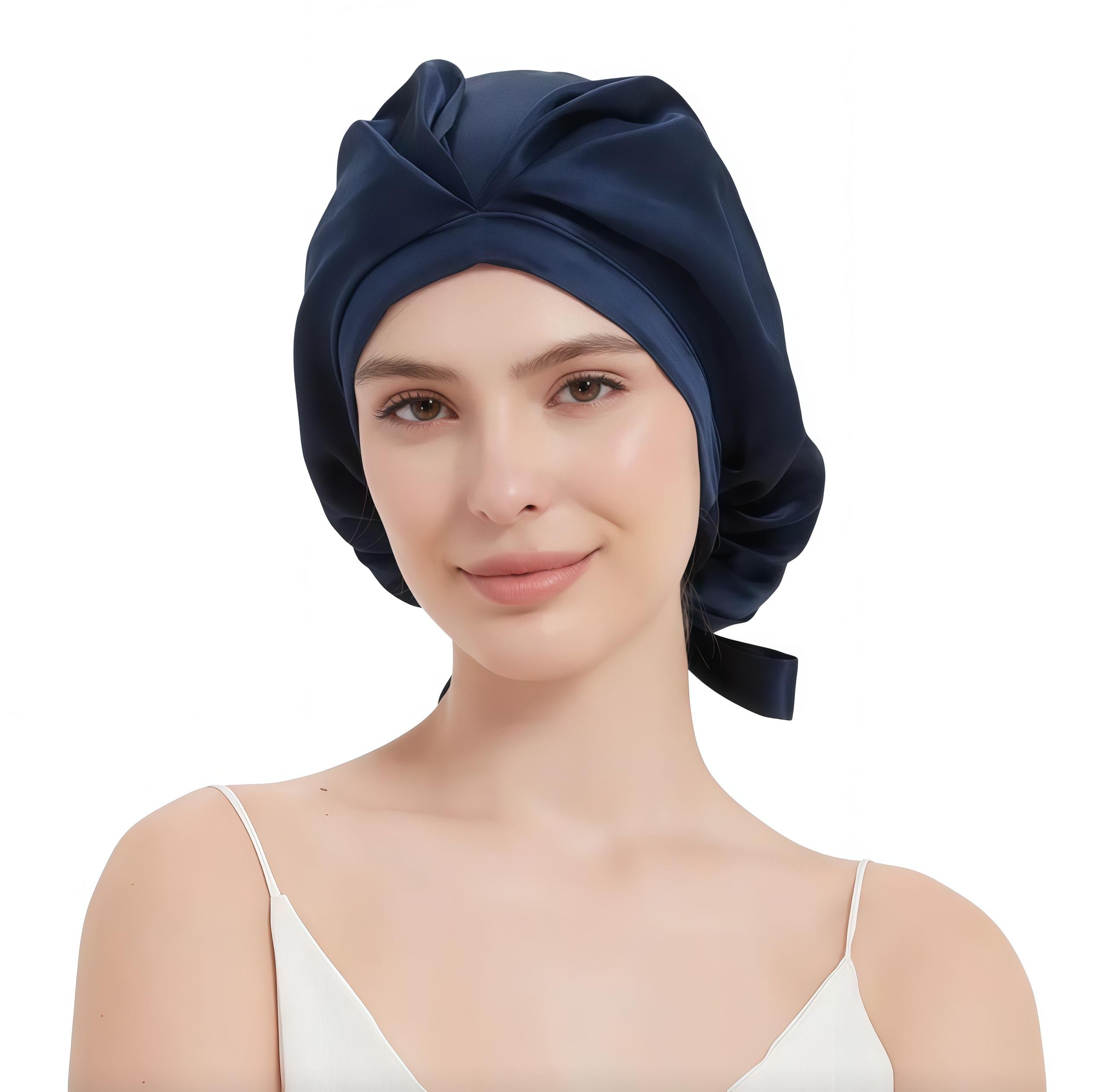 Шапочка ночная из шелка для защиты волос во время сна Синий (2137794)
