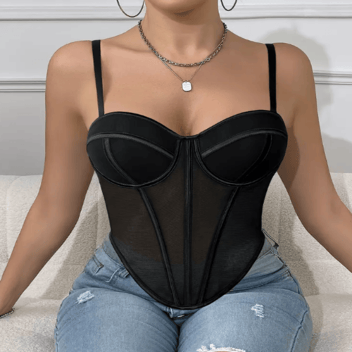 Корсет/топ-бюстье женский с брителями М Черный