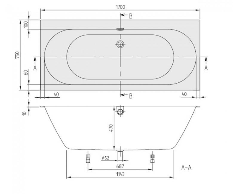 Ванна квариловая Villeroy & Boch Oberon 2.0 170x75 см - фото 4