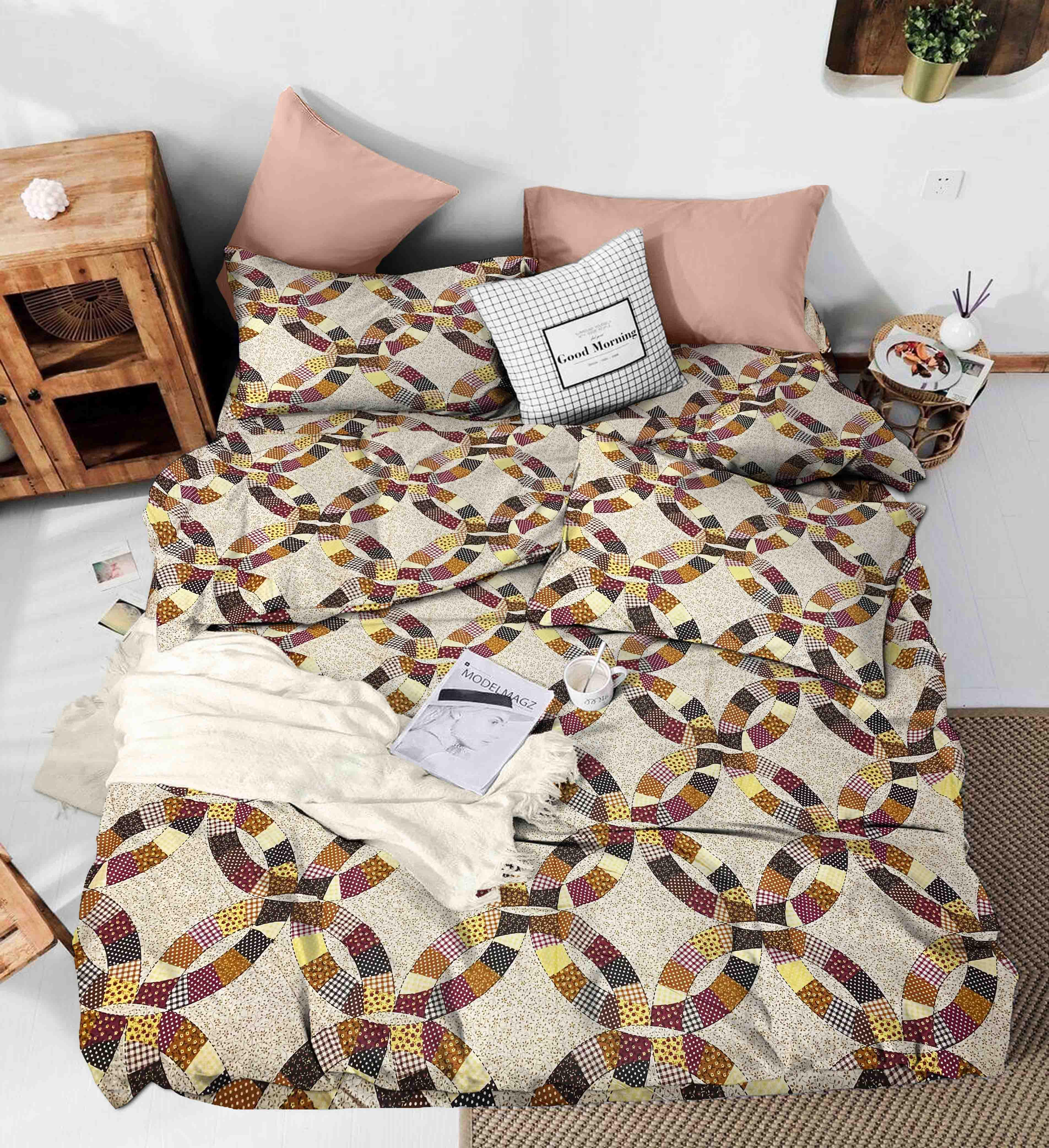 Комплект постельного белья Zastelli 6376 Пэчворк Бязь Премиум двуспальный 175х210 коричневый