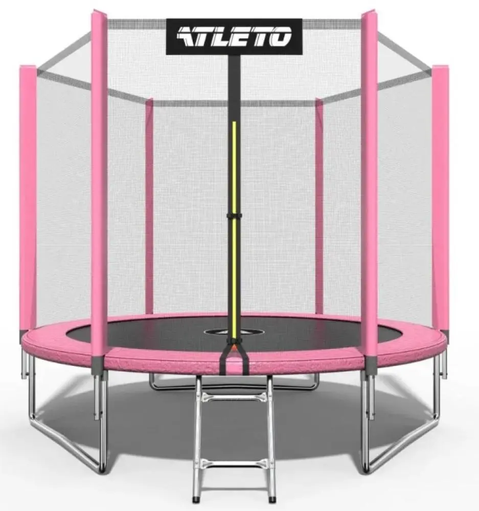 Батут дитячий з сіткою та драбинкою Atleto 252 см Рожевий (42400446)