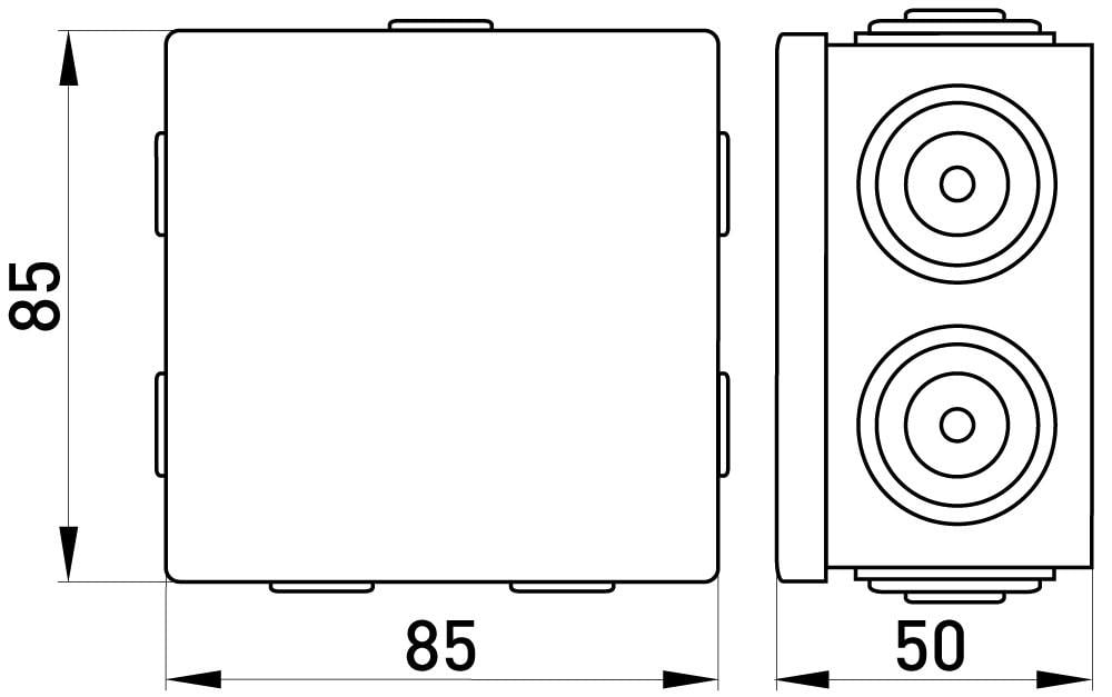 Распределительная коробка E.NEXT e.db.pro.85.85.50u наружная 7 герметичных вводов IP55 ПВХ 85х85х50 мм (p016102) - фото 3