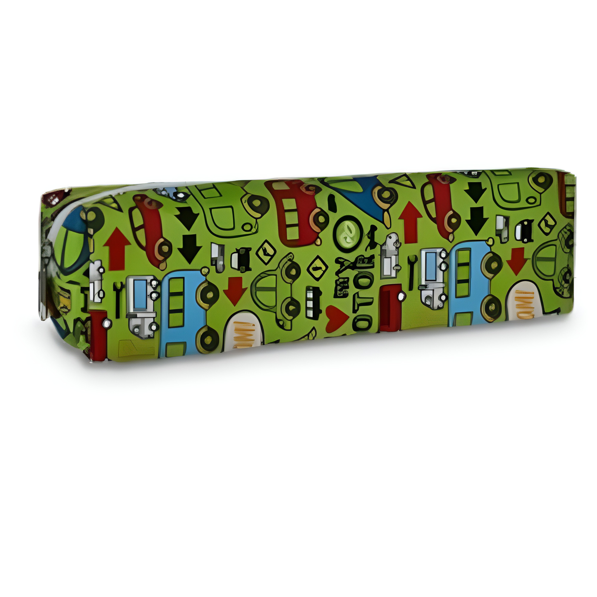 Пенал школьный Stenson R97901 с машинками 21x4x5 см Салатовый (27316450)