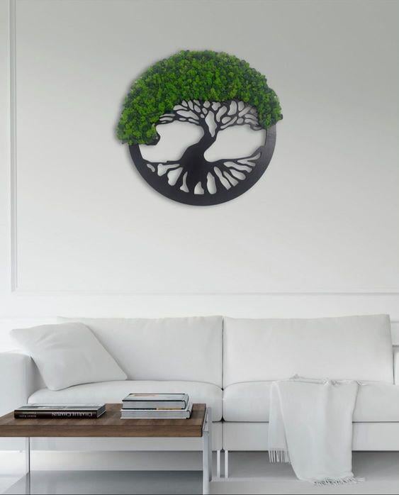 Картина панно деревянная GreenDecor Дерево с мхом 60х60 см