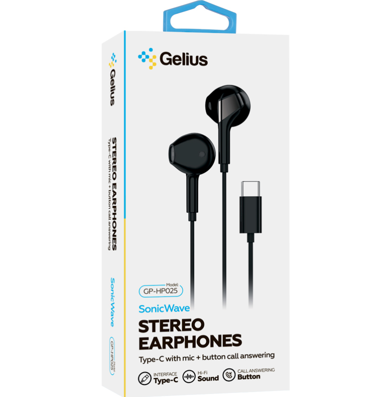 Наушники Gelius SonicWave GP-HP025 Type-C Black - фото 2 Наушники Gelius SonicWave GP-HP025 Type-C Black - фото 2