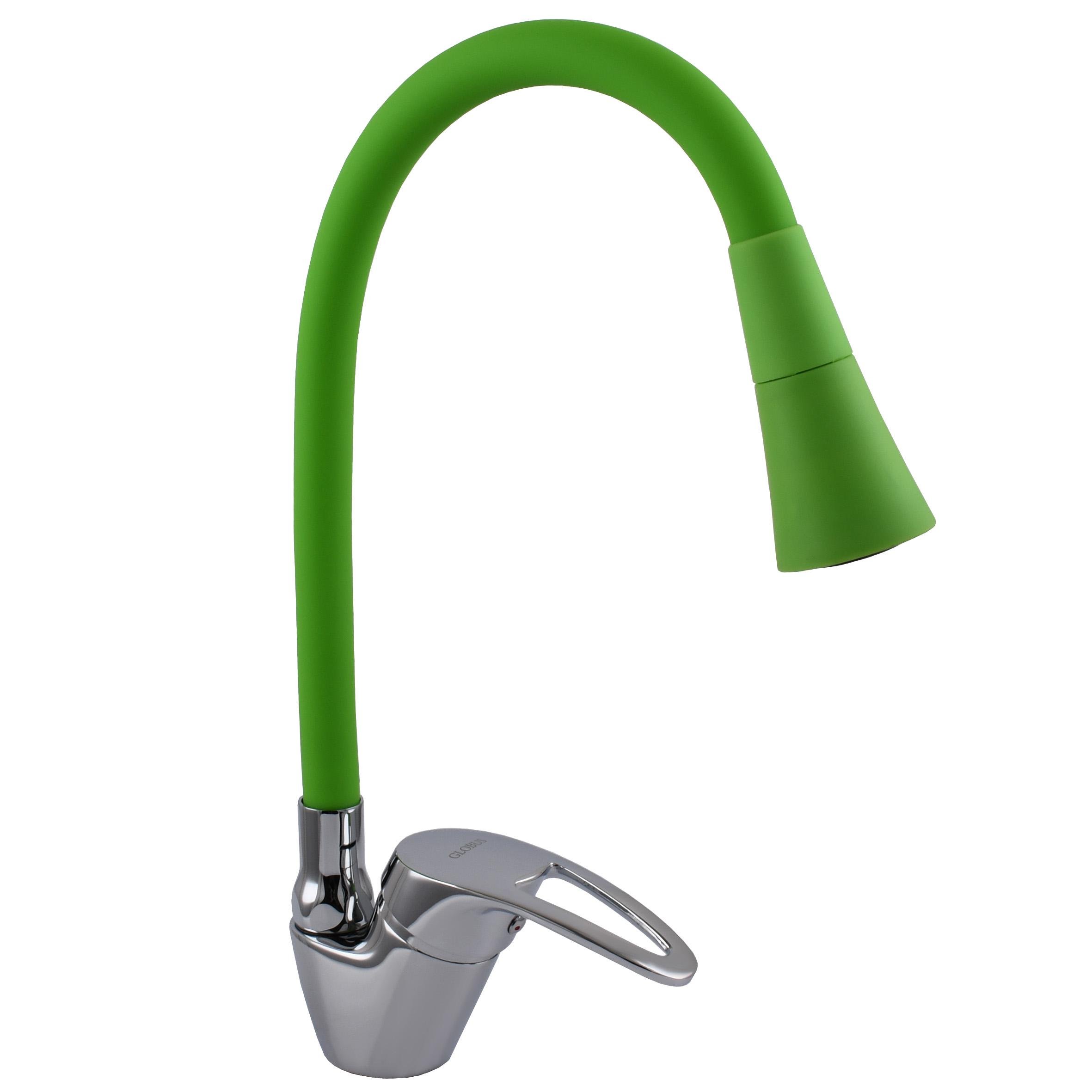 Змішувач для кухні Globus Lux Caprice 000031303 з гнучким виливом Зелений (270045)