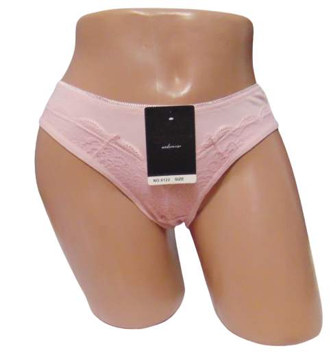 Женские трусики слипы Ouno 6122 с кружевом впереди L-XL Пудровый (1726310798)