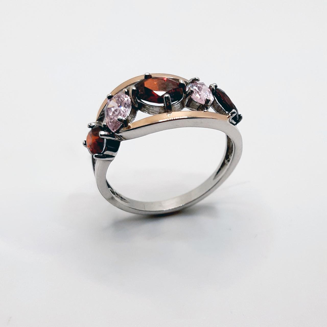 Кольцо серебро родий золотая накладка 925° 3,73 г р. 19 (2237216251)