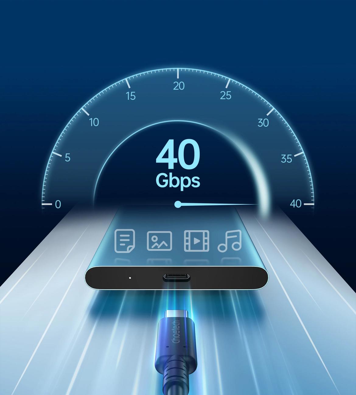 Кабель Choetech USB C to C USB4 Gen3 100 W 40Gbps/8K 0,8 м (XCC-1028) - фото 4