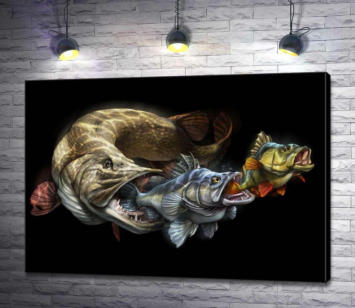 Картина ArtPoster Цепь питания рыб на постере к программе "Savage Gear Fish" 100x71 см Модуль №1 (001006) Картина ArtPoster Цепь питания рыб на постере к программе "Savage Gear Fish" 100x71 см Модуль №1 (001006)