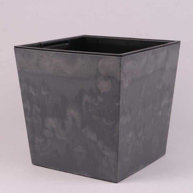 Горшок пластиковый Flora Urbi Square Low Beton Effect 28,5х28,5 см Маренго (93568)