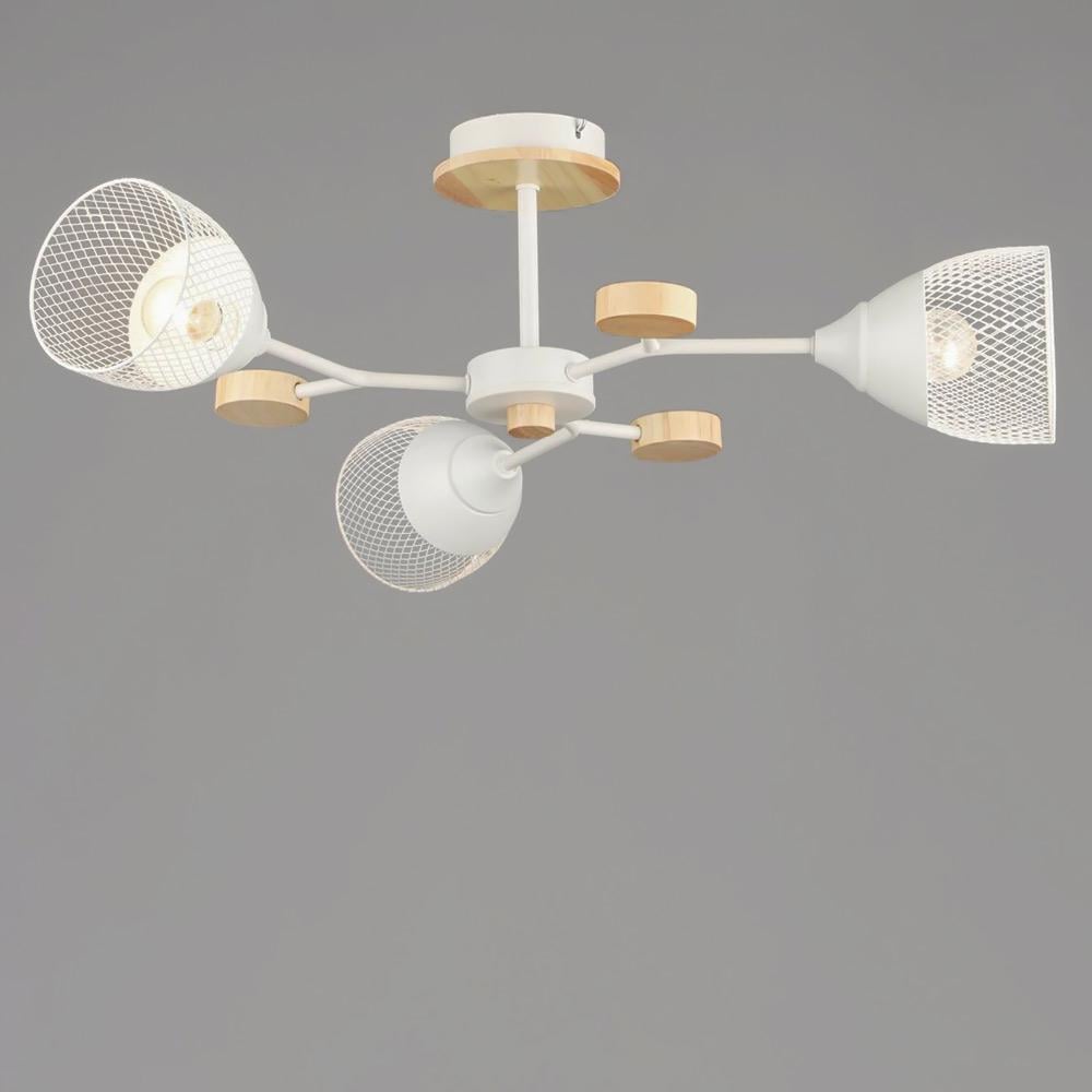 Люстра потолочная Light House SRS-20374/3 WT+WOOD Белый/Дерево