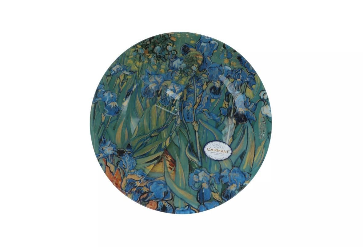 Тарелка стеклянная для торта Саrmanі с лопаткой Ван Гог Ирисы d 30 см (198-1226) - фото 4