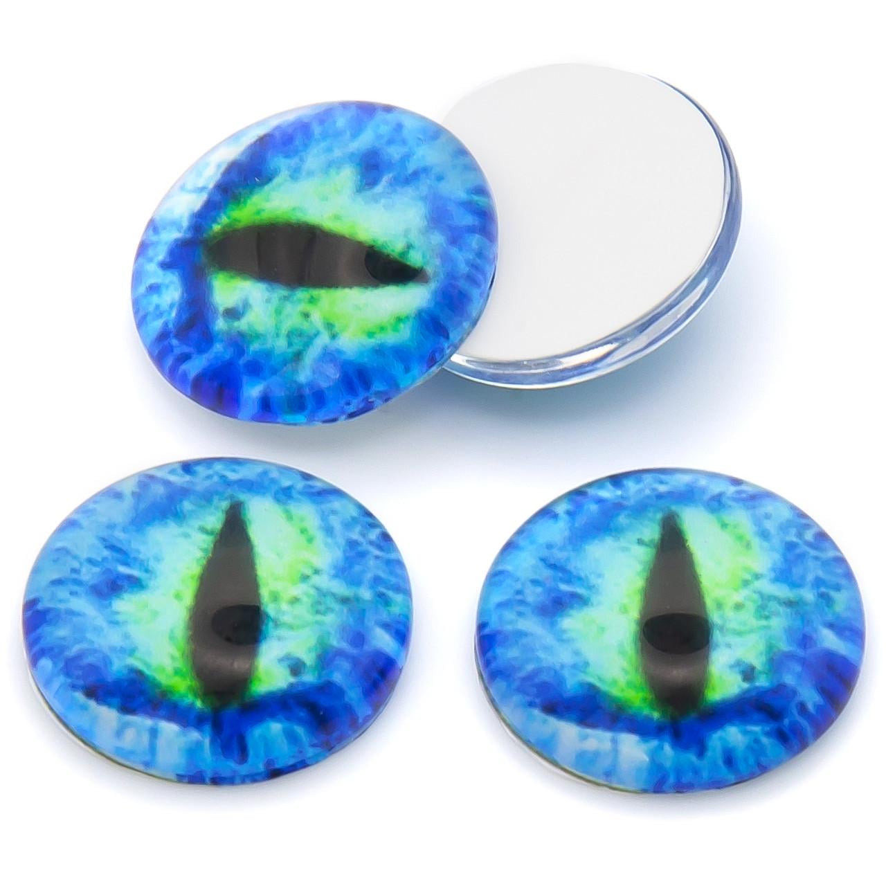 Глаза для игрушек Кошачьи стеклянные 10 мм 10 пар Сине-салатовый (ГИ0010к74)