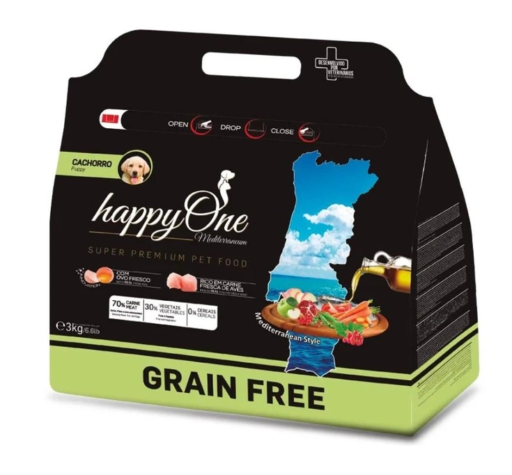 Корм сухой беззерновой для щенков и кормящих собак HappyOne Mediterraneum Puppy Fresh Meat 3 кг