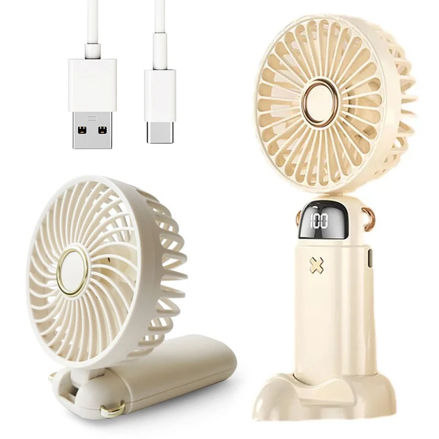 Вентилятор ручний акумуляторний LCD зарядка Type-C Бежевий (2612940101) - фото 5 Вентилятор ручний акумуляторний LCD зарядка Type-C Бежевий (2612940101) - фото 5