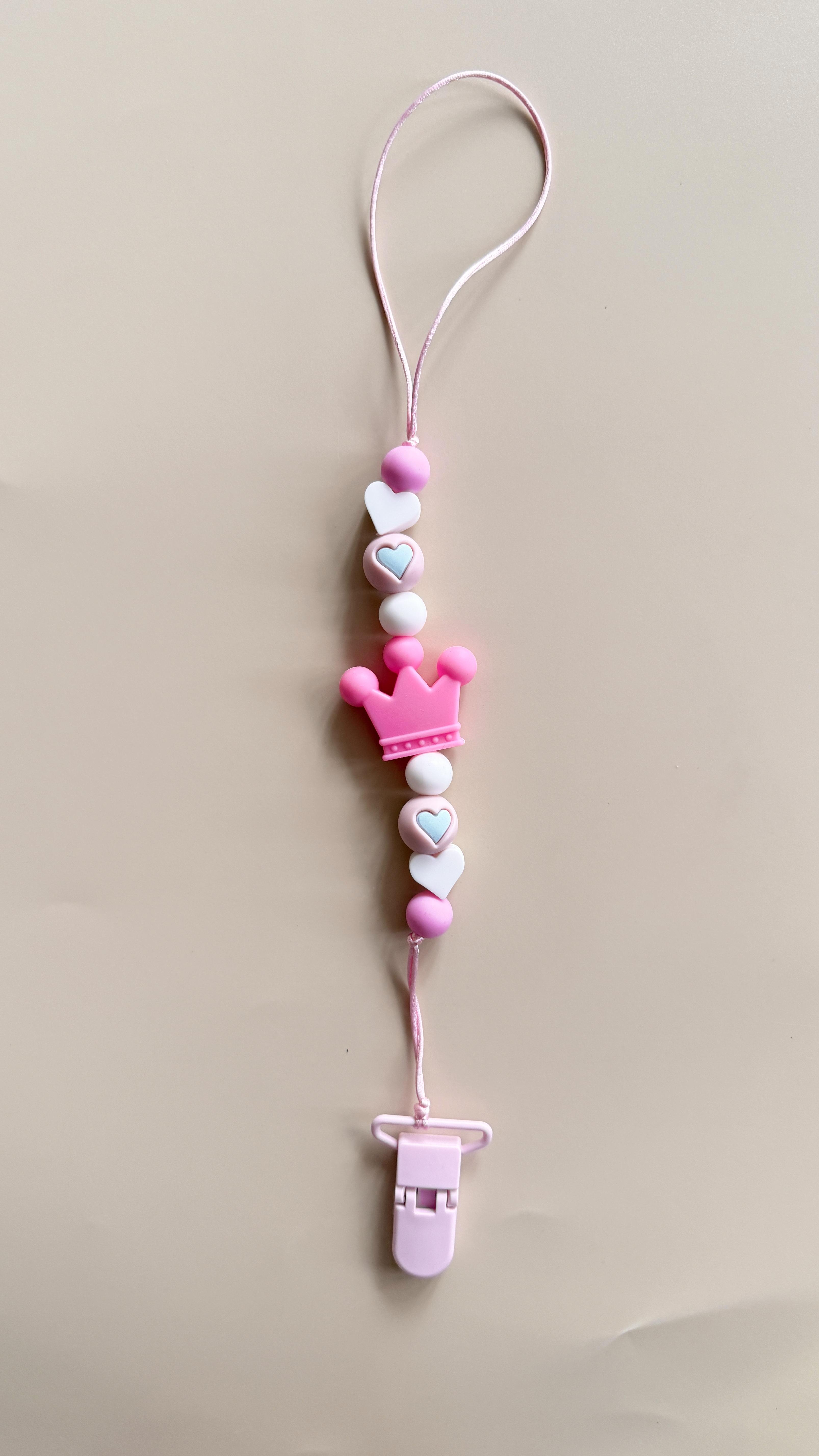 Держатель для пустышки Mommy Bag Корона Розово-молочный (143988) - фото 2 Держатель для пустышки Mommy Bag Корона Розово-молочный (143988) - фото 2