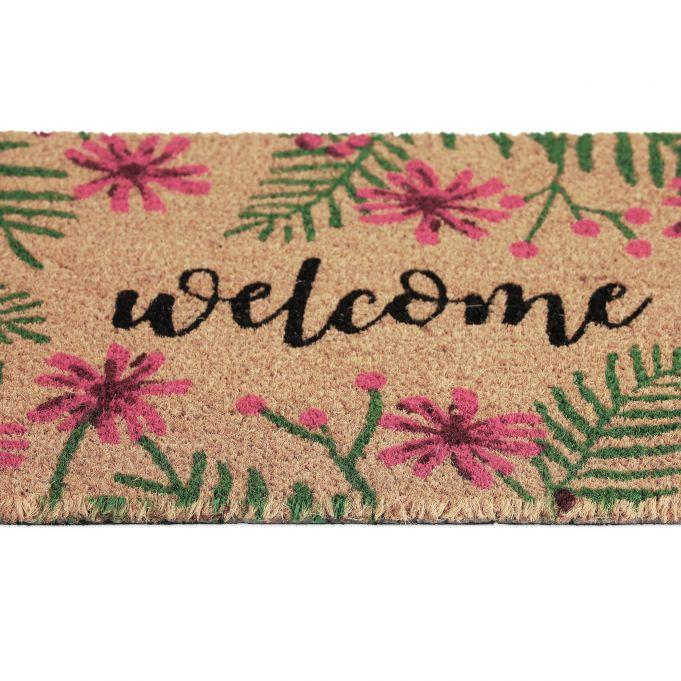 Коврик для обуви с цветочным мотивом Relaxdays кокосовое волокно противоскользящий ПВХ для дома 60x40 см - фото 6