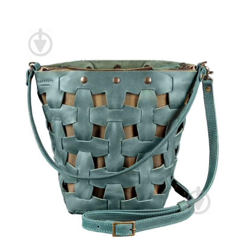 Шкіряна плетена сумка жіноча BlankNote Пазл Crazy Horse M Зелена (BN-BAG-32-iz)