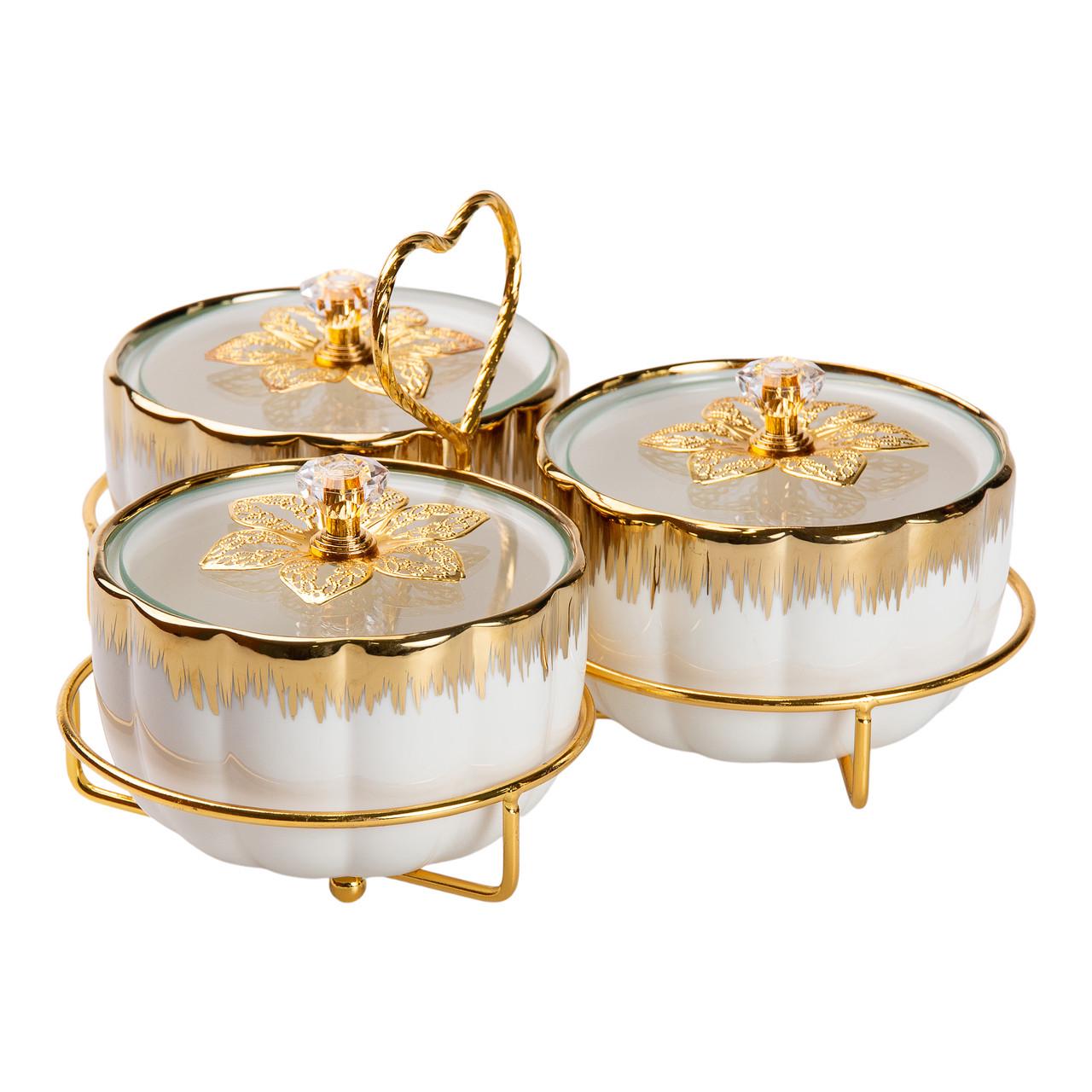 Менажница керамическая на металической подставке на 3 секции - фото 4