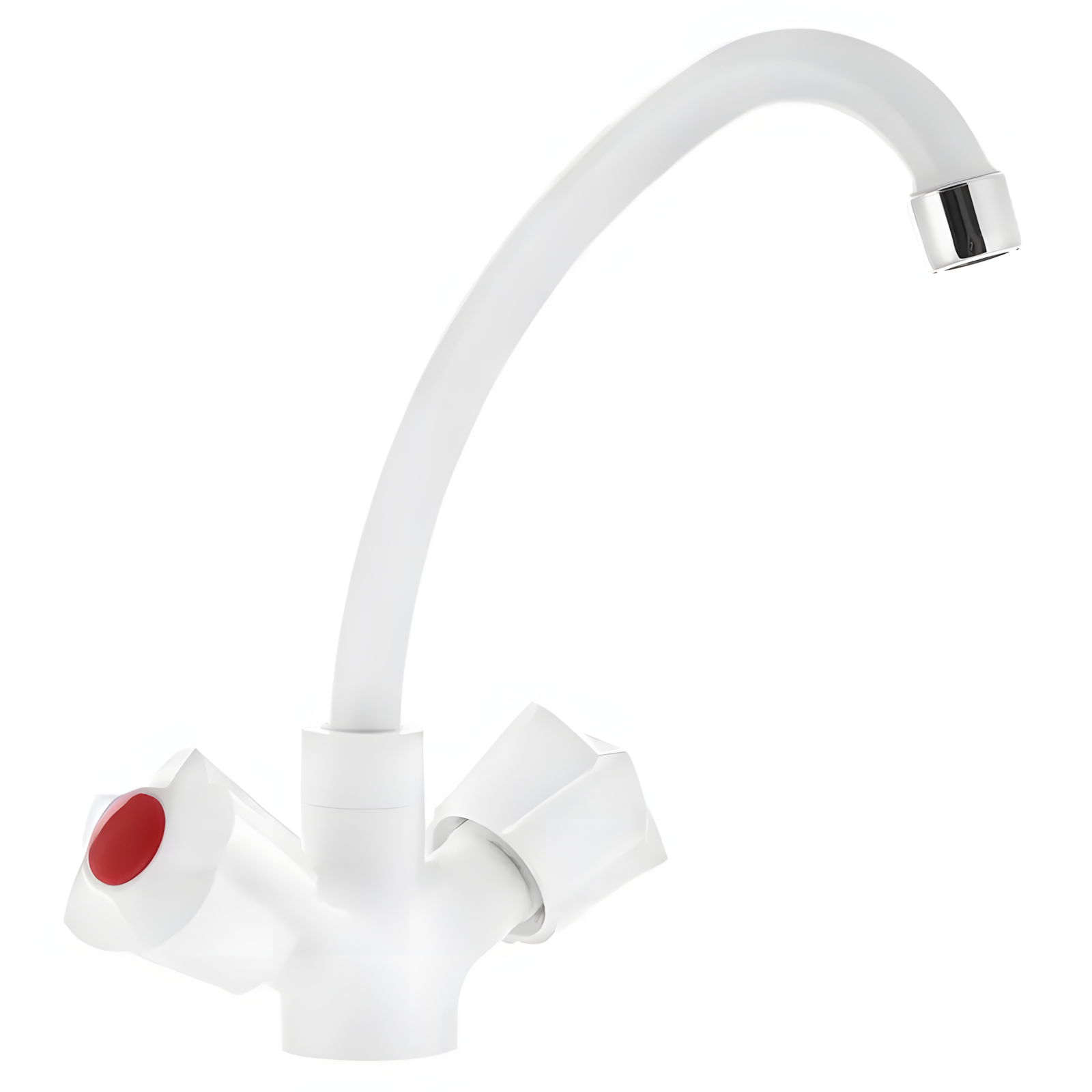 Смеситель кухонный с высоким изливом двухвентильный PLAMIX AMA-271 пластик Белый (b-PM0696)